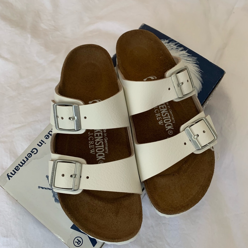 Birkenstock for J Crew Arizona White Leather Sz 36